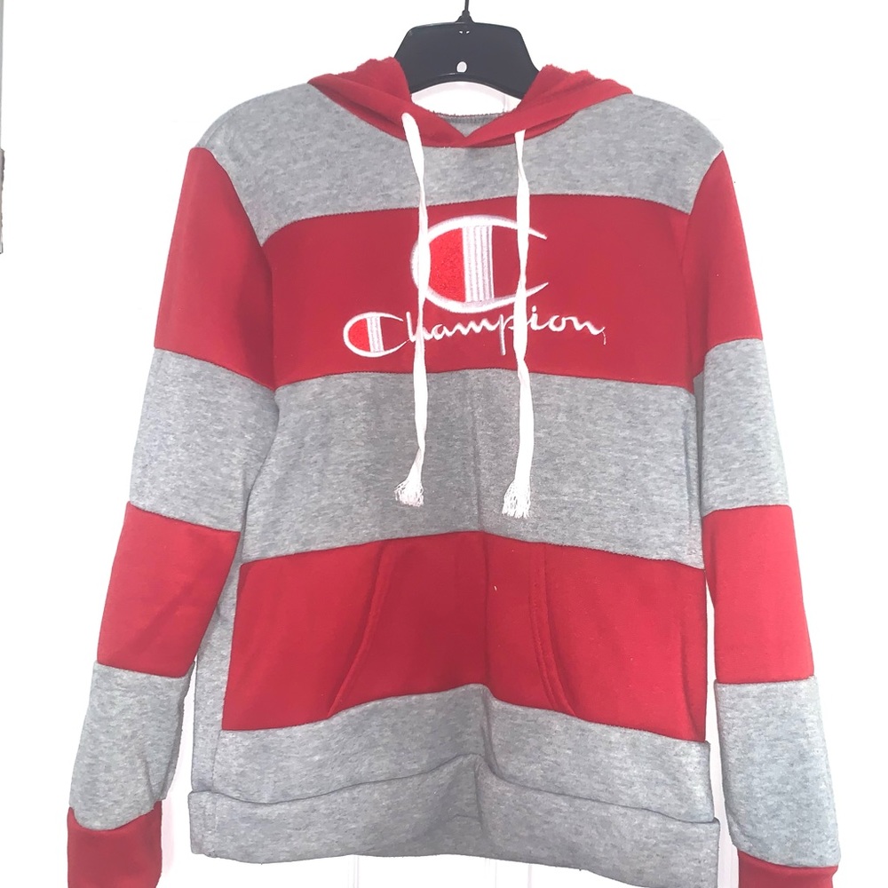 Medium red and gray Champion hoodie Size medium